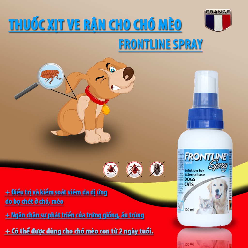 FRONTLINE-SPRAY - THUỐC XỊT VE RẬN CHO CHÓ MÈO 100ml