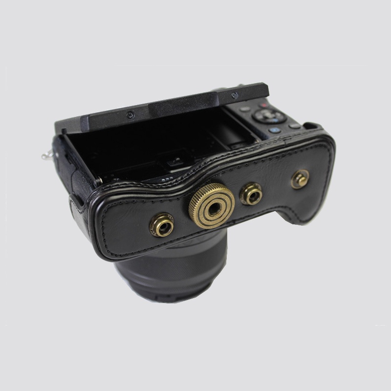 Túi Da PU Đựng Máy Ảnh Canon EOS M6 M6II M6 Mark ii Kèm Dây Đeo Vai 15-45mm