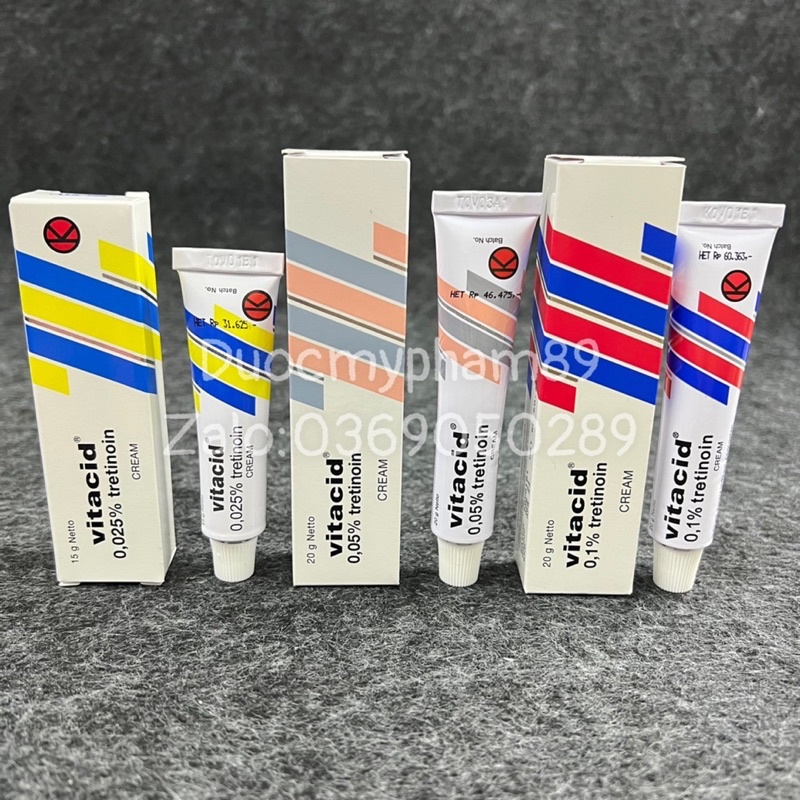 Kem Vitacid 0.025. 0.05.0.1 giảm mụn chống lão hoá