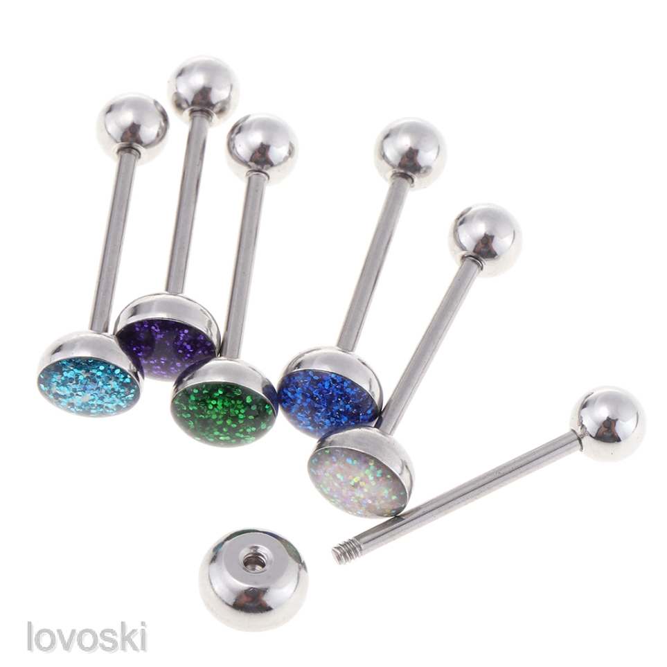 Set 6 Khuyên Rốn / Lưỡi / Môi / Lưỡi Bằng Thép Không Gỉ 14g