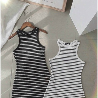 Đầm gân body ba lỗ sọc