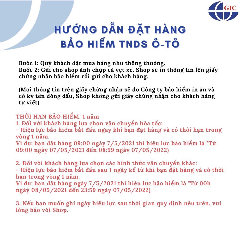 TOÀN QUỐC [Voucher giấy] Bảo Hiểm Bắt Buộc Trách Nhiệm Dân Sự XE TẢI - GIC