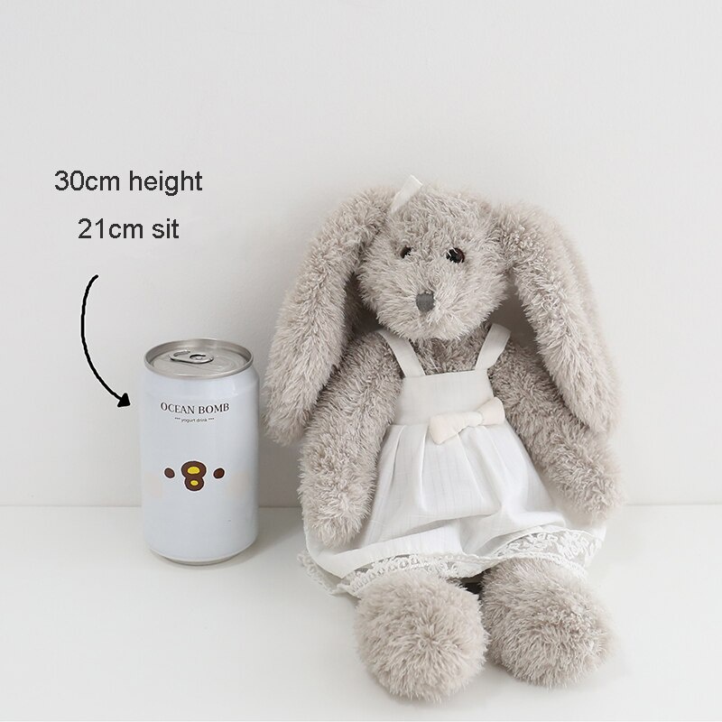 Thú Nhồi Bông Hình Thỏ Tai Dài Màu Xám Dễ Thương Cho Bé