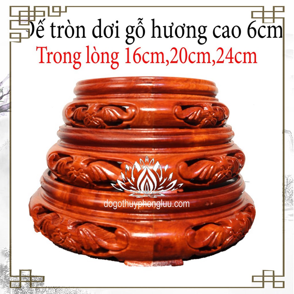 Kỷ tròn đế dơi tròn, Đế kê bát hương, Kỷ dơi gỗ hương cao 6cm