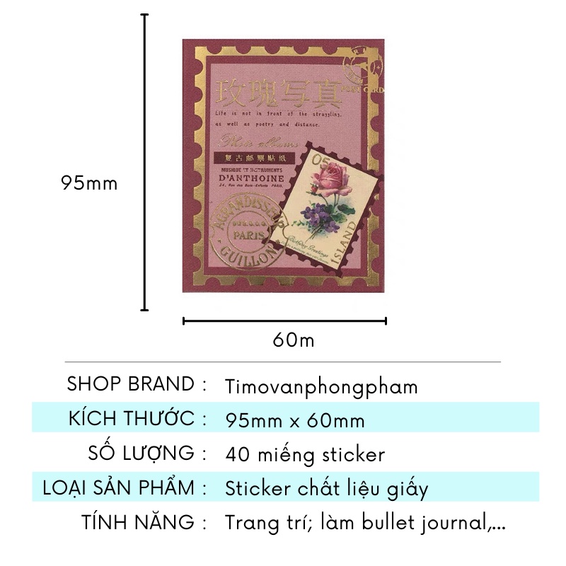 Sticker Vintage Kiểu Cổ Điển Retro Tem Dán Sổ Trang Trí Bullet journal Vintage ST35
