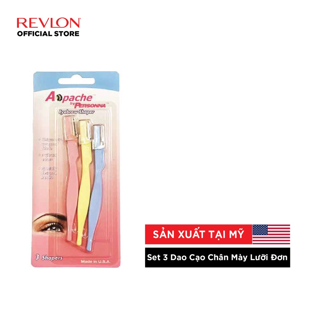 Set 3 Dao Cạo Chân Mày Lưỡi Đơn - Revlon Apache by Personna Eyebrow