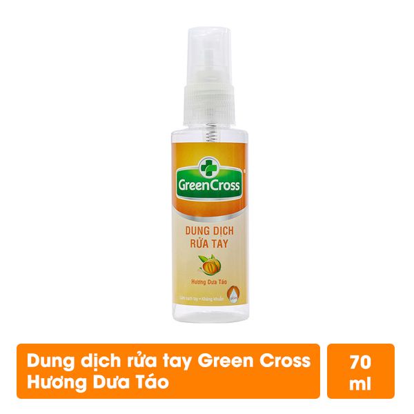 Xịt rửa tay diệt khuẩn GreenCross Hương Dưa Táo (Cam) 70ml