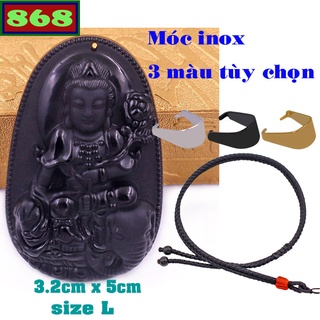Mặt Phật Phổ hiền đá đen kèm vòng cổ dây dù đen - Mặt Phật bản mệnh