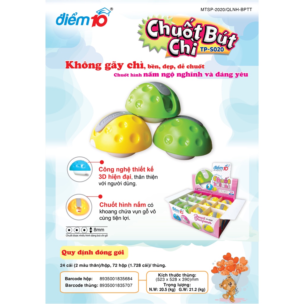 Chuốt chì hình nấm Thiên Long Điểm 10 TP-S020