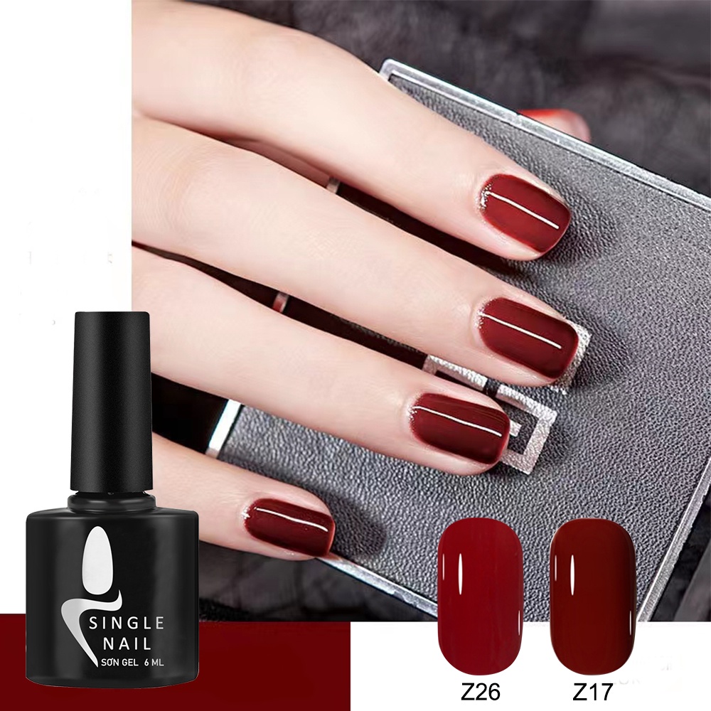 Sơn gel  6ML SINGLE  top base dùng đèn hơ  UV&LED Mới 48 màu cổ điển Sơn móng tay , sơn gel mini, sơn nail