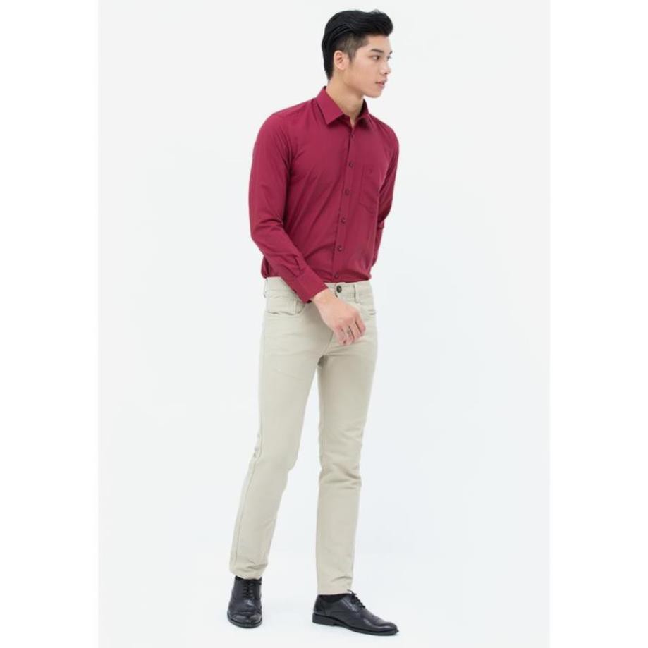 𝐓ế𝐭 Xả Sale Áo sơ mi dài tay trơn màu Slim Fit Vĩnh Tiến màu đỏ đô . ^ new2021