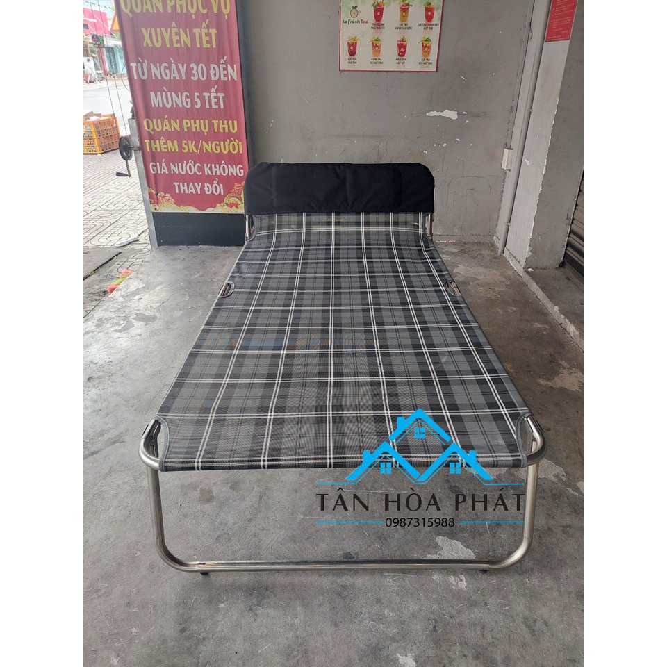 Giường xếp lưới khung inox cỡ đại TÂN HÒA PHÁT mẫu mới M32