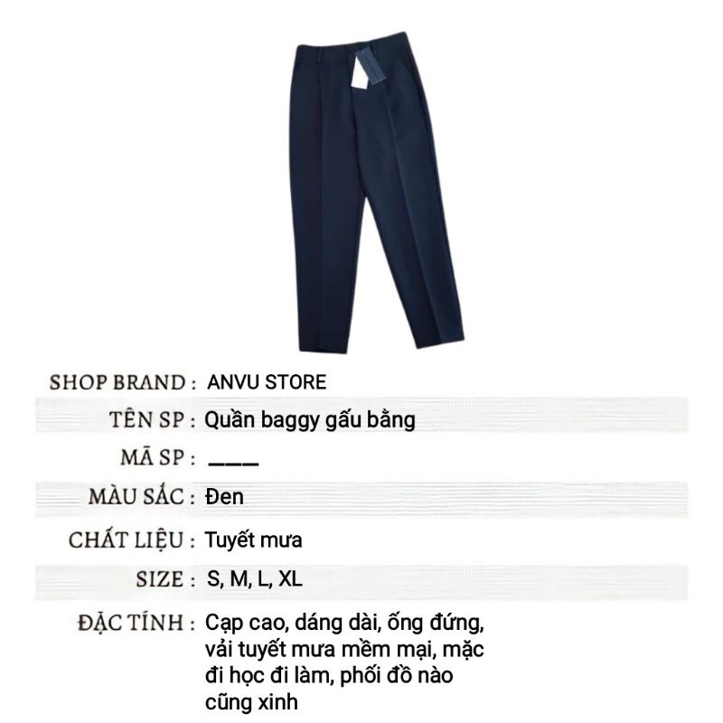 Quần baggy nữ🔥SIÊU HOT🔥gấu bằng khoá trước chất tuyết mưa mềm mại