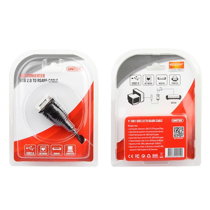 Cáp chuyển từ máy tính cổng USB 2.0 sang RS 485 Unitek Y1081