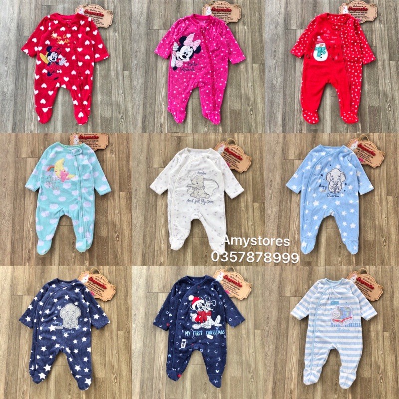 Body sleepsuit dài liền thân nỉ bông, nỉ nhung xuất dư