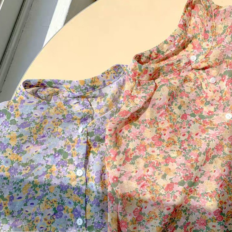 Áo Sơ Mi Voan Cổ V Dài Tay Họa Tiết Hoa Thời Trang 2021 Cho Nữ | BigBuy360 - bigbuy360.vn