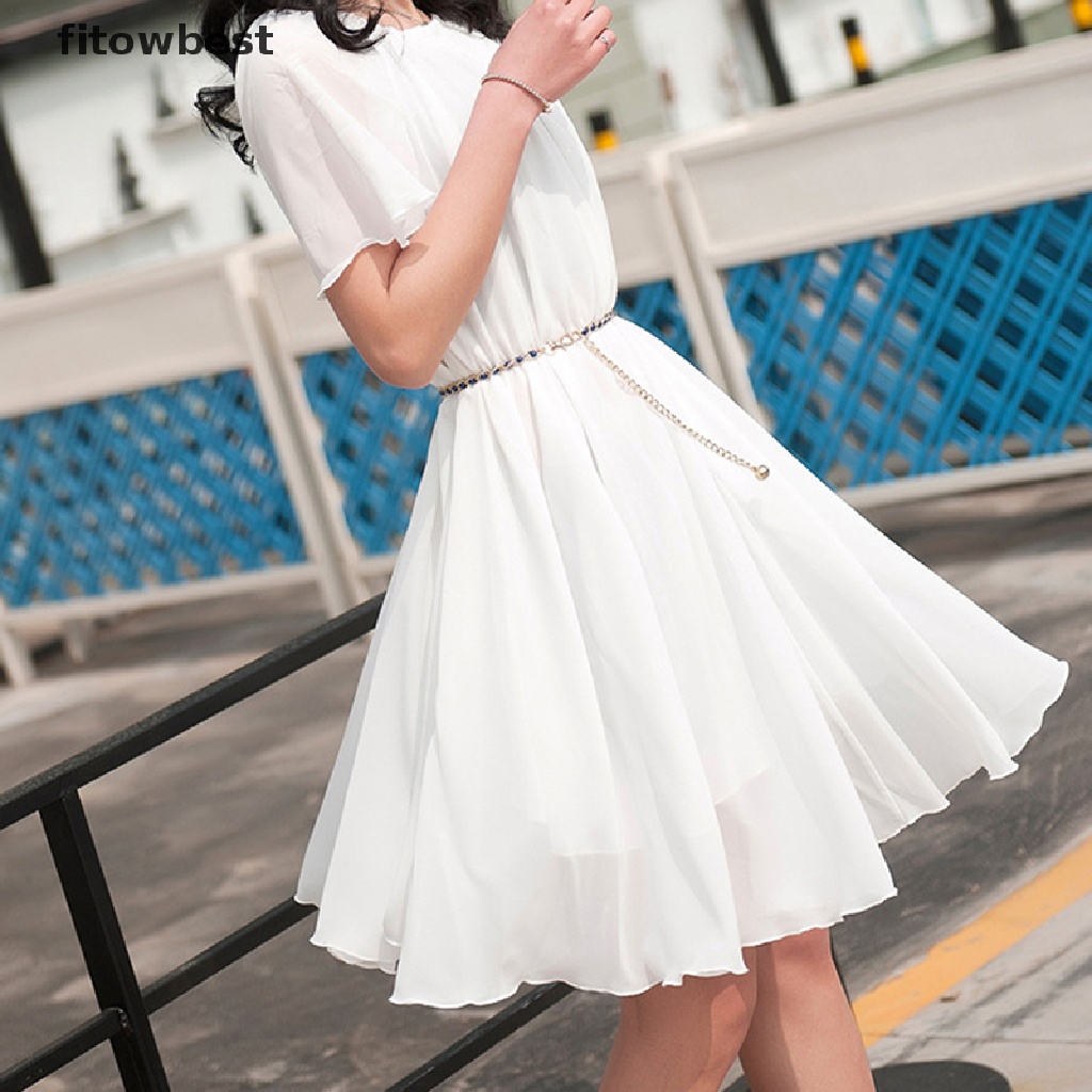 Thắt Lưng Dây Xích Đính Hạt Ngọc Trai Có Thể Điều Chỉnh Thời Trang Cho Nữ