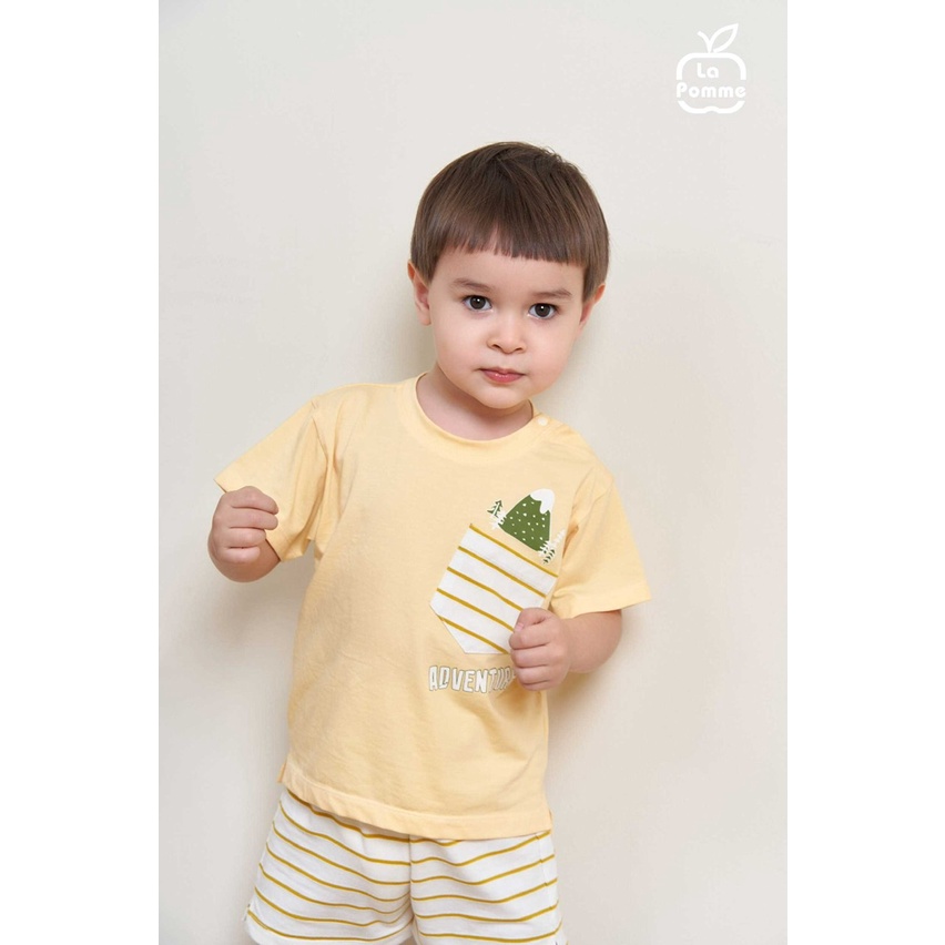 Bộ La Pomme cộc tay Bamboo cotton cao cấp mềm mịn thoáng mát thấm hút tốt túi ngực quả thơm cho bé trai bé gái 12017