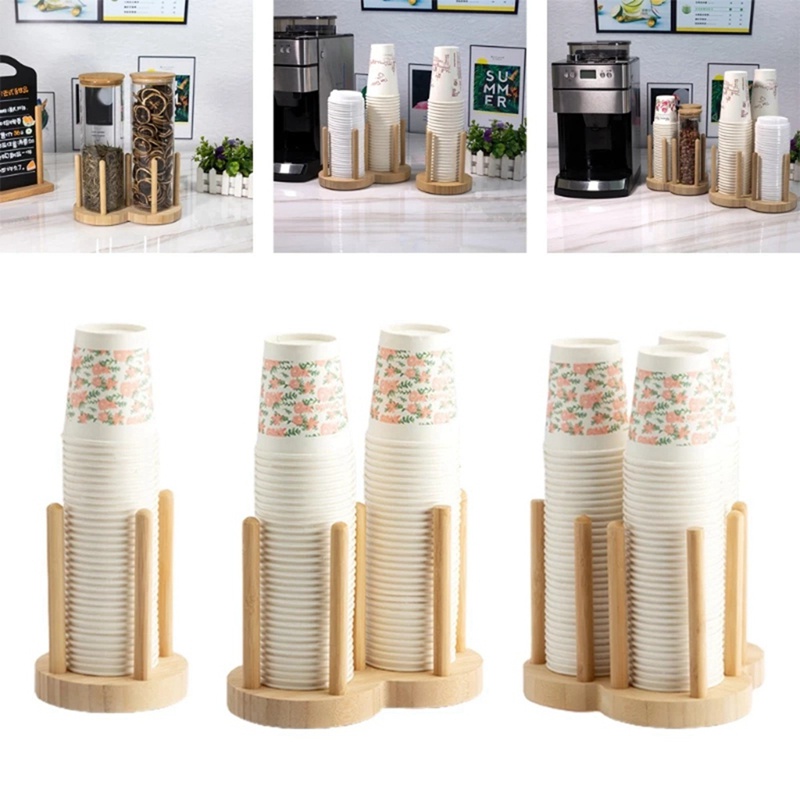 Giá Đỡ Trưng Bày Cốc Uống Trà Dùng Một Lần Bằng Gỗ Kèm Que Dài Tiện Lợi