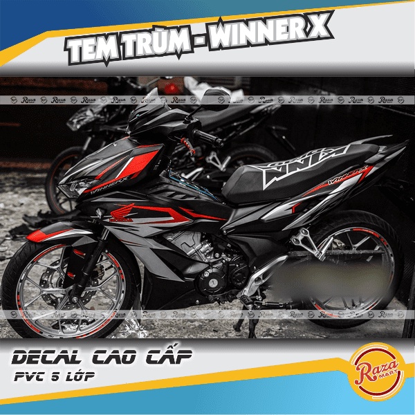 Tem trùm WINNER X màu đỏ đen | Decal PVC 5 lớp cao cấp | Mã tem: WINX 0194