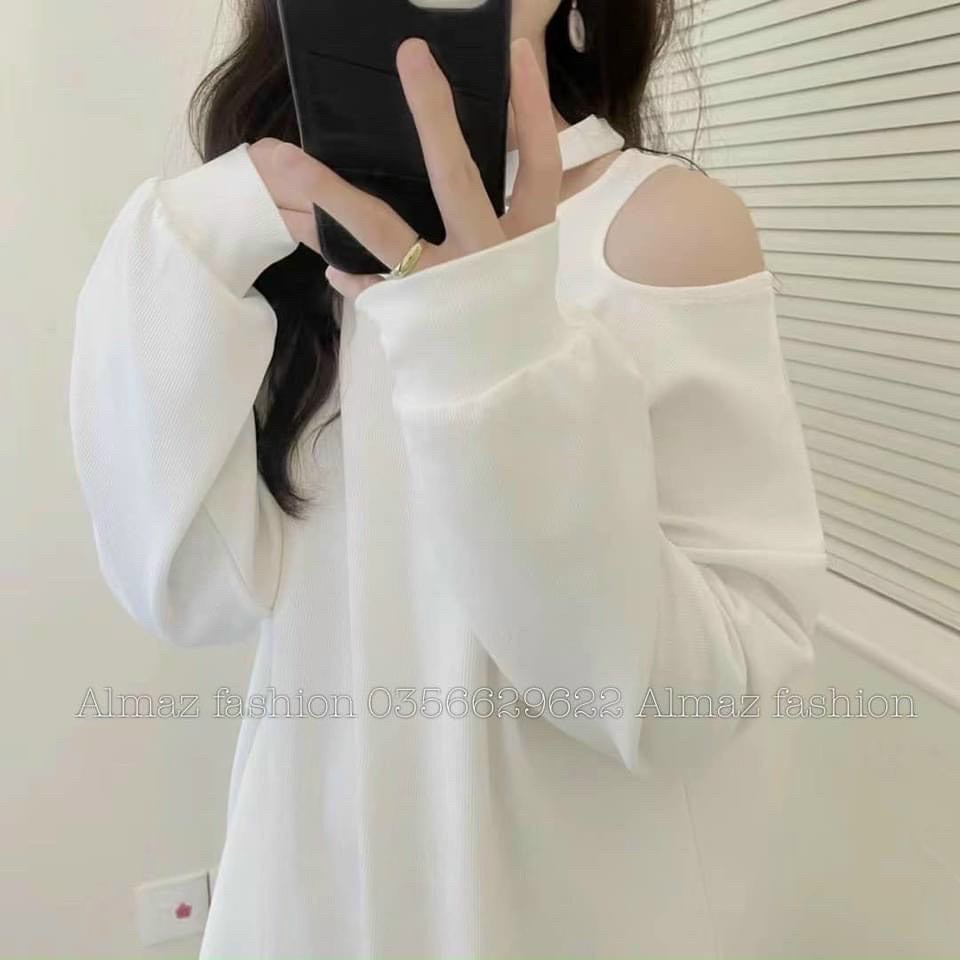 ÁO VÁY LEN KHOÉT VAI HÀN QUỐC CHẤT ZIP DÀY DẶN XINH XẮN / VÁY LEN HỞ VAI