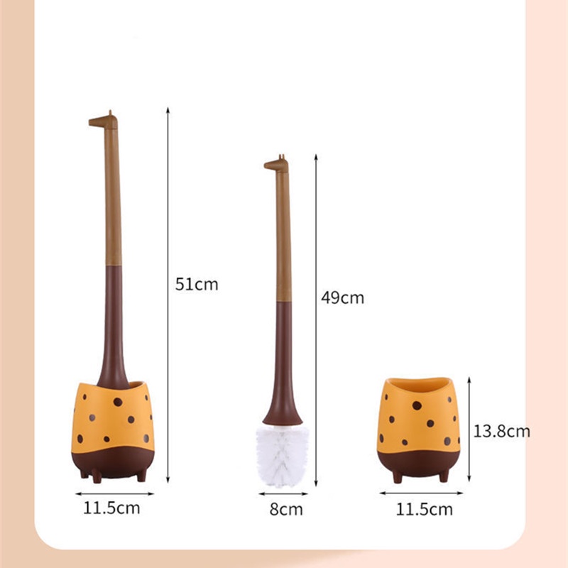 Bộ Cọ Chà Bồn Cầu Tay Cầm Dài Và Đế Mềm Hình Hươu Cao Cổ Dễ Thương