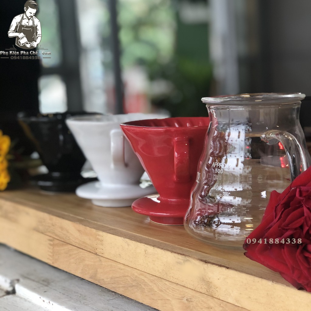 Bộ Bình Pha Drip V60 Phễu Sứ