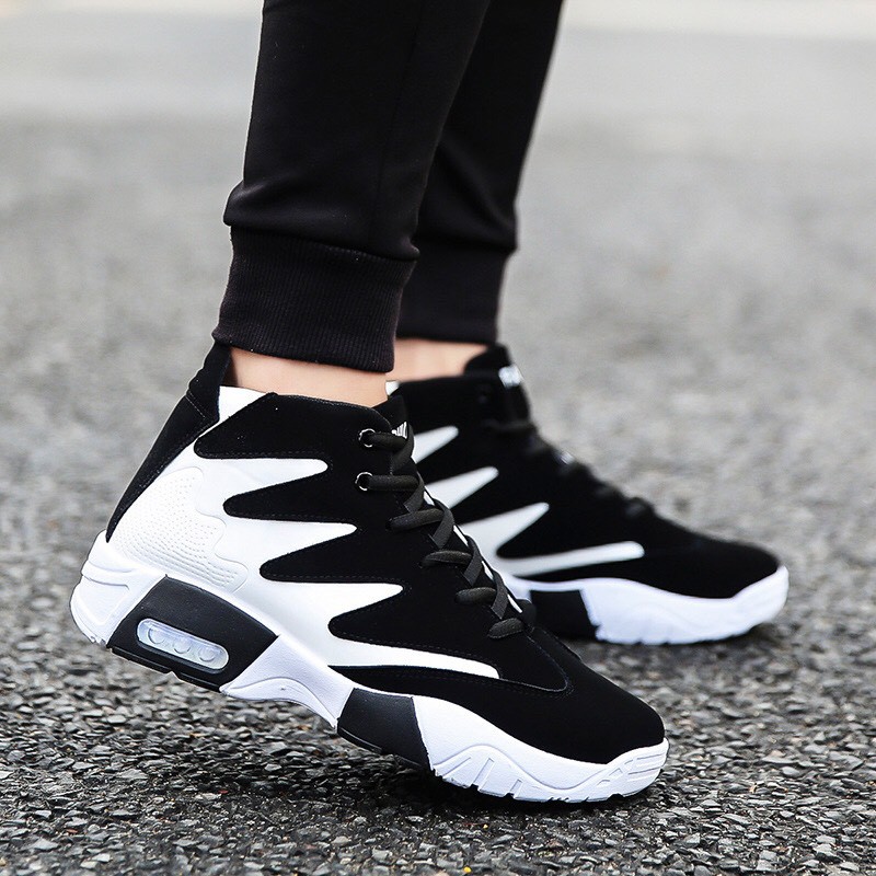 Giày nam cổ cao - giày cổ cao đệm khí thời trang 2 màu 4 vạch | BigBuy360 - bigbuy360.vn