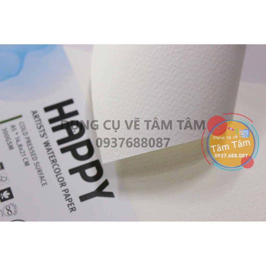 -Giấy vẽ màu nước Happy 300gsm, Giấy Canson 300gsm Happy size A5/A4/A3/A2