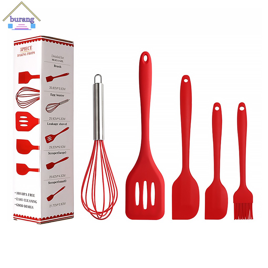 Set 5 dụng cụ nhà bếp bằng silicon an toàn tiện dụng