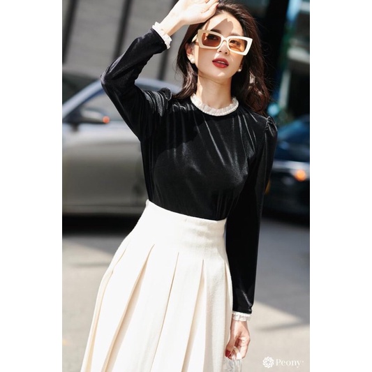 Áo nhung cổ bèo ngọc