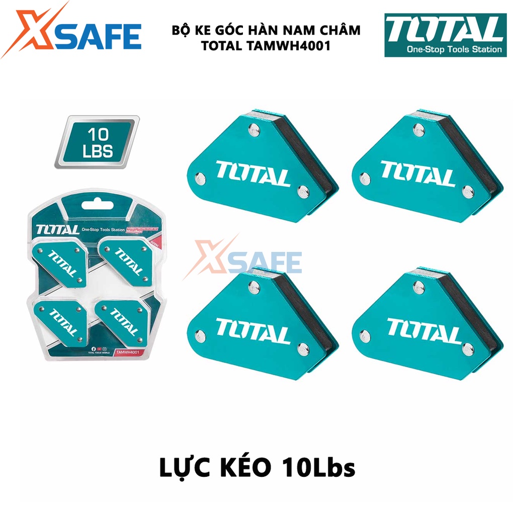 Bộ 4 ke góc hàn nam châm TOTAL TAMWH4001 Bộ nam châm 3 góc mini 45°/90°/135°, lực kéo 10Lbs