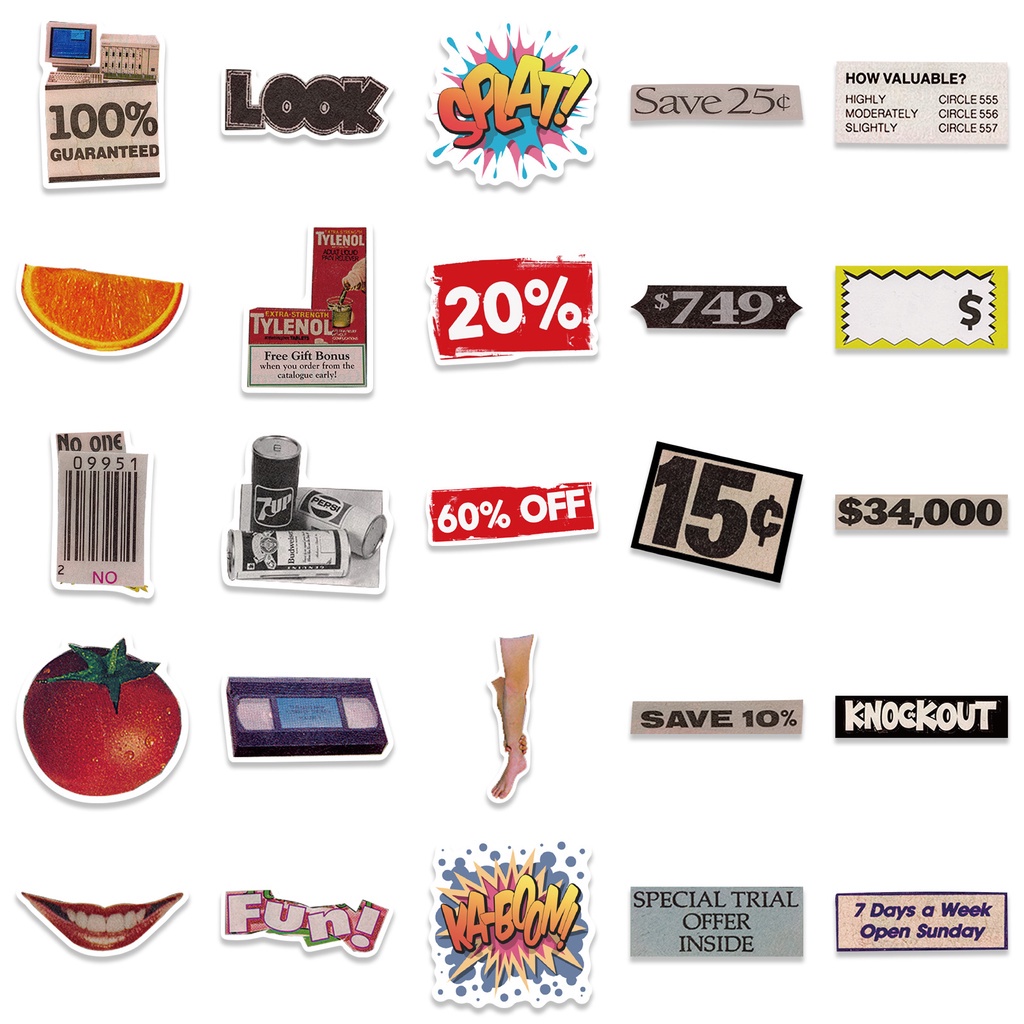 Set 50/25/10 Sticker Dán Trang Trí Điện Thoại/Laptop/Va Li Phong Cách Punk