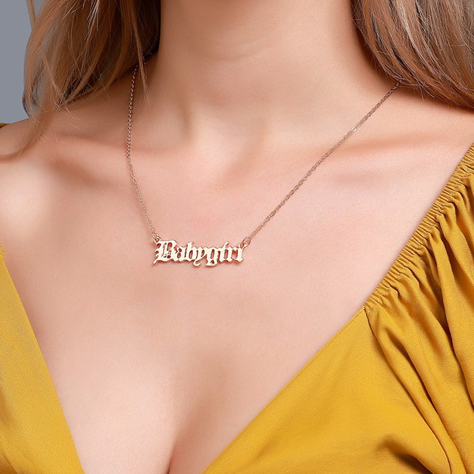 Dây chuyền in chữ Babygirl phong cách Hàn Quốc đơn giản