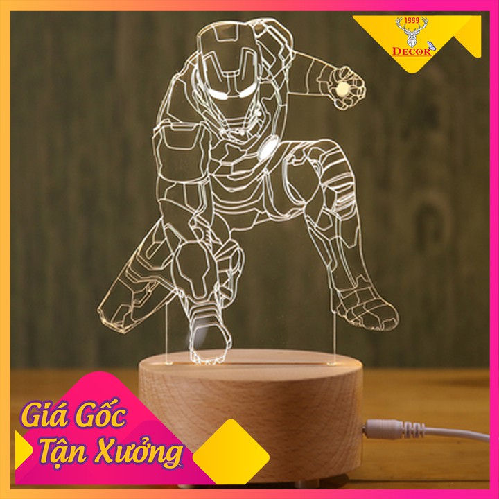 Đèn ngủ 3D Iron Man và Hulk  dễ thương để phòng trí , sản phẩm đèn ánh sáng led dịu đèn ngủ ban đêm , quà tặng sn