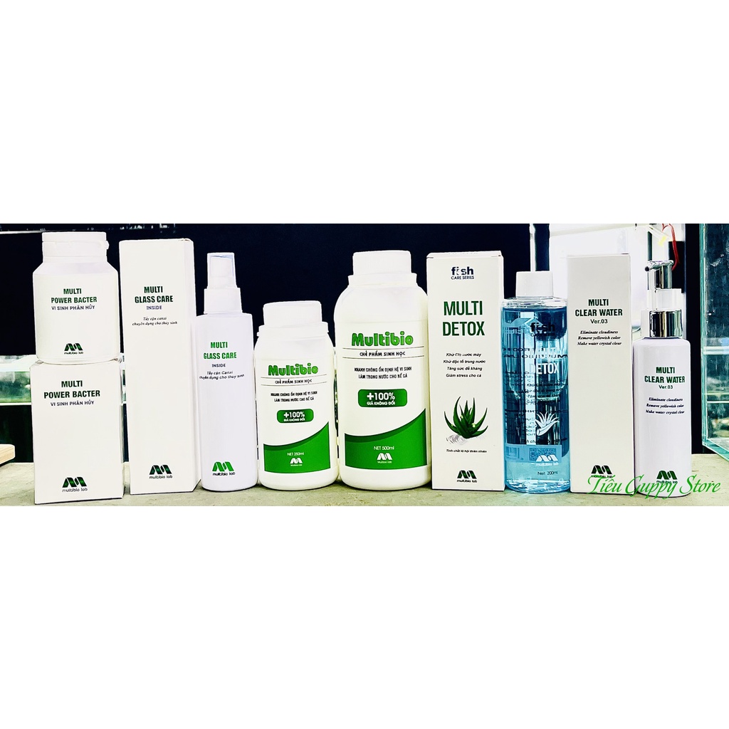 Bộ Sản Phẩm của Cty MULTIBIO LAB: Multibio - Multi Detox - Clear Water - Glass Care - Multi Power