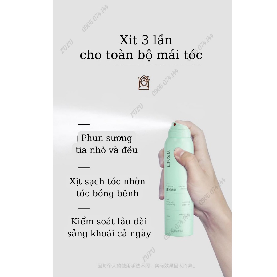 Dầu gội khô dạng xịt Spes, dầu gội đầu khô nữ không bết dính phồng tóc nội địa SAM | BigBuy360 - bigbuy360.vn