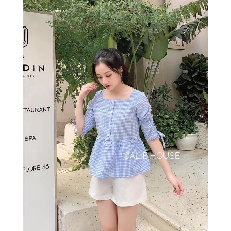 ÁO SƠ MI KẺ PELUM CỔ VUÔNG | BigBuy360 - bigbuy360.vn