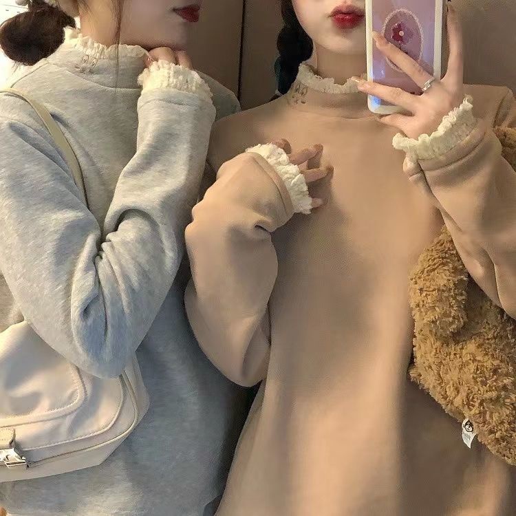 Áo nhung tay dài thêu hình thỏ dễ thương cho nữ