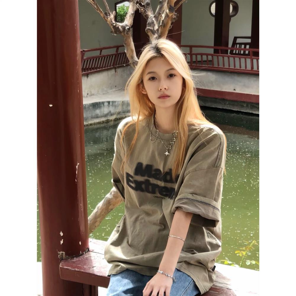 Áo Thun Nữ Ngắn Tay Cổ Tròn Thời Trang Hàn