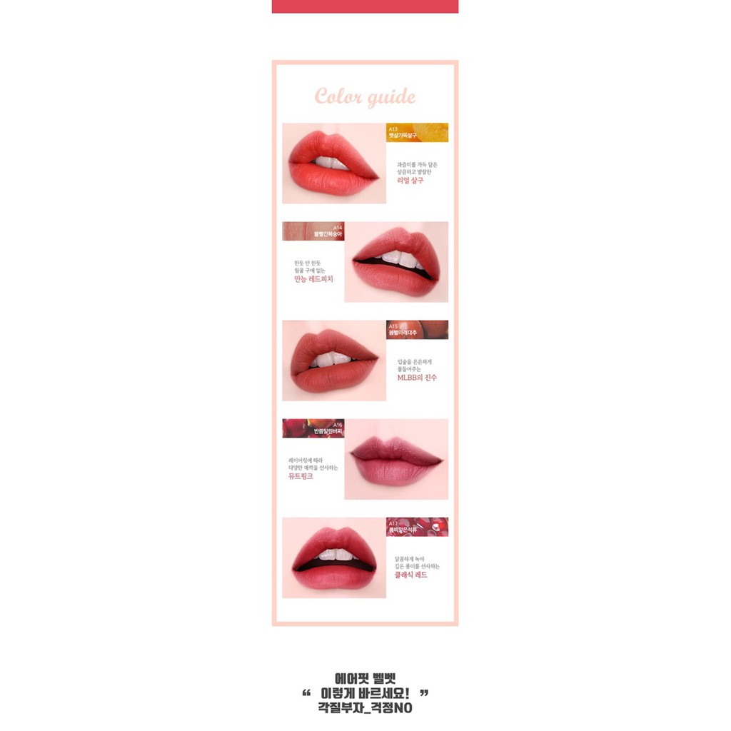 Son Black Rouge 🍁FREESHIP🍁 Son Môi Son Black Rouge Air-Fit Velvet Tint (A01 đến A17) | BigBuy360 - bigbuy360.vn