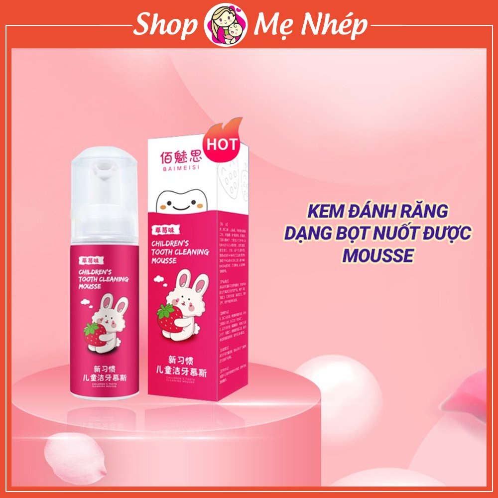 Kem đánh răng cho bé 1 tuổi nuốt được MOUSSE dạng bọt, hương thơm dịu nhẹ, bé thích đánh răng hơn (Kem đánh răng trẻ em)