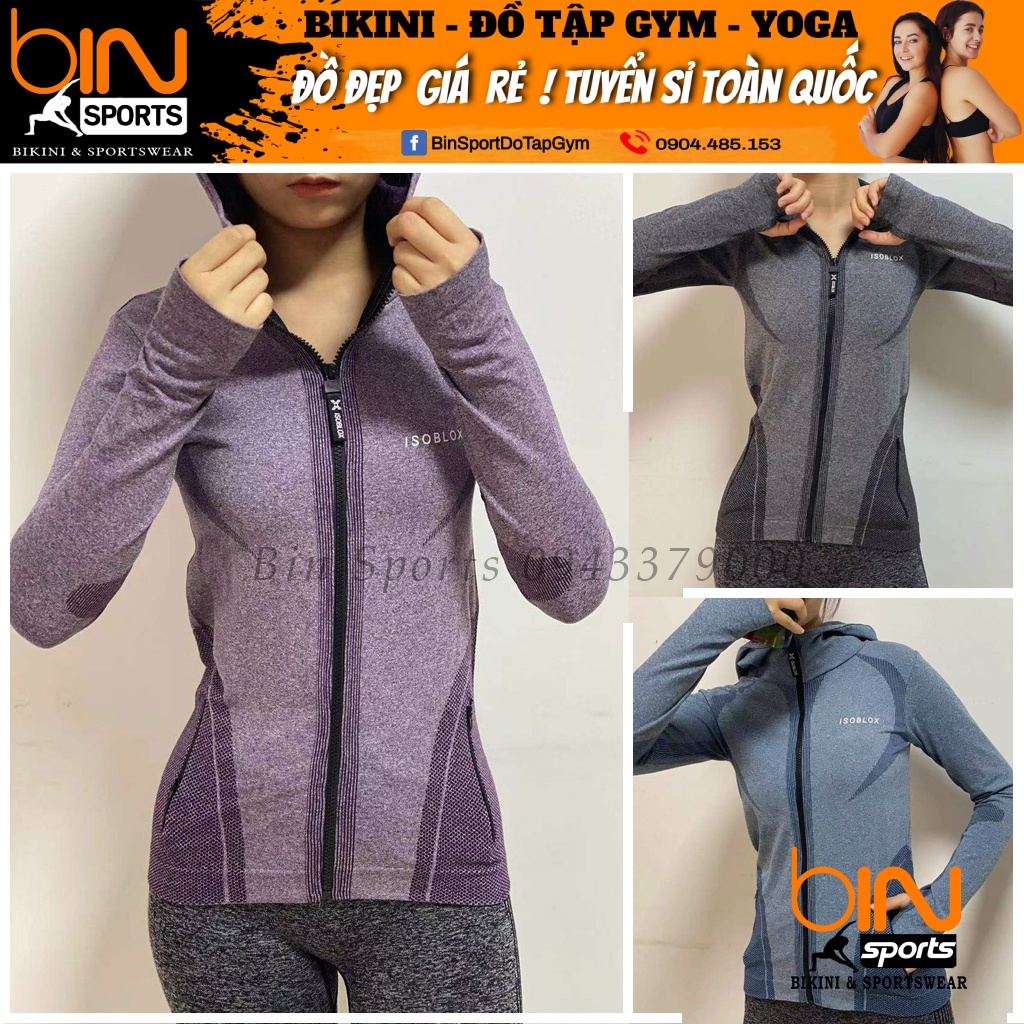 ▥۩▤Áo Khoác Tập Gym Yoga Thể Thao Nữ Hàng Dệt Kim Nhập Khẩu Mẫu Mới Bin Sports A047