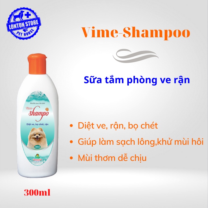VEMEDIM Vime shampoo - Sữa Tắm Diệt Ve, Rận, Bọ Chét Vime Shampoo 300 ml - Lonton store