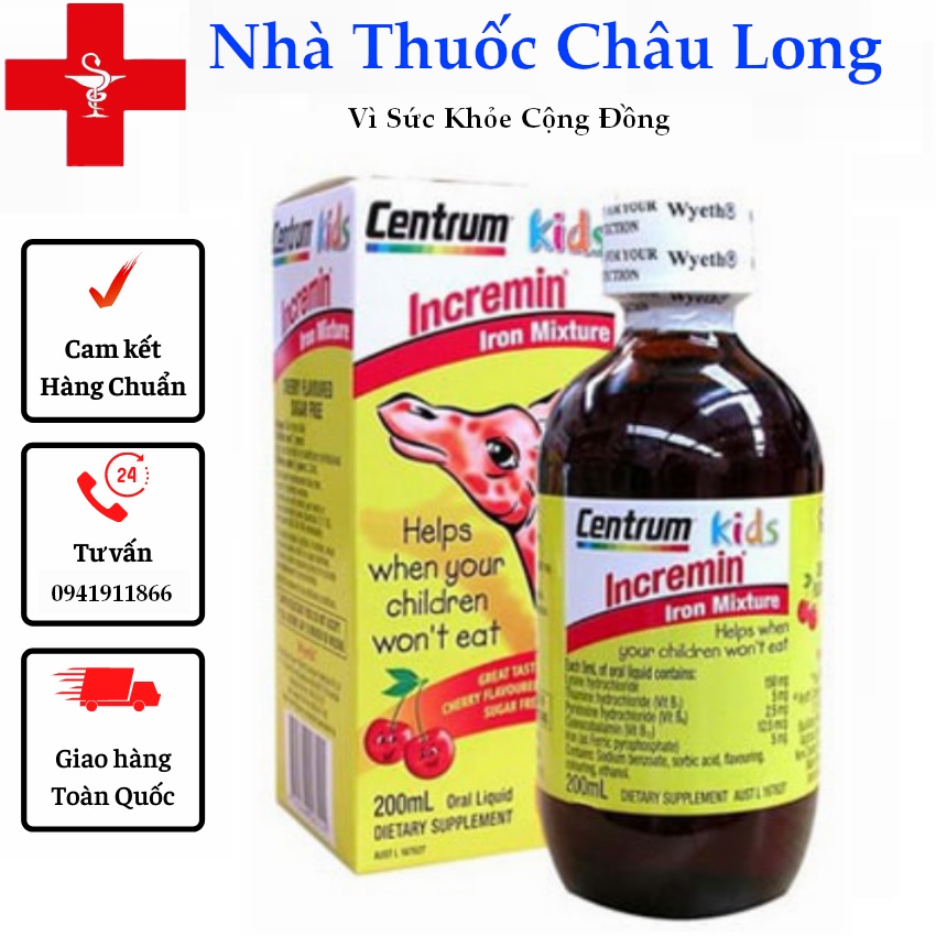 [Mẫu Mới] Centrum Kids Incremin Iron Mixture Úc giúp ăn ngon miệng hấp thu tốt hơn