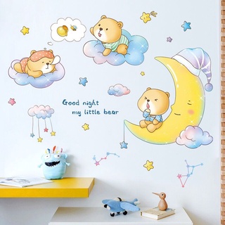 Decal dán tường chúc bé ngủ ngon gấu và trăng