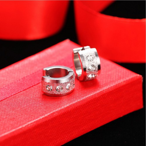 Bông Tai Khoen Tròn Bản To Titan Ko Đen TT 3442