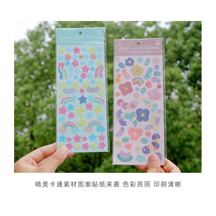 Sticker lấp lánh nhiều màu sắc SK07B - Nhãn dán cầu vồng trang trí sổ tay