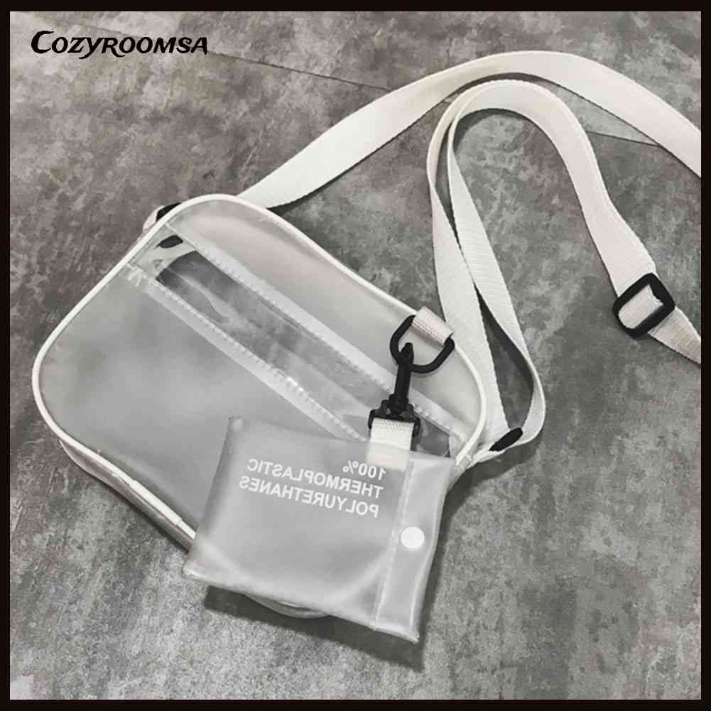 Túi Đeo Chéo Mini Bằng PVC Trong Suốt Phối Khóa Kéo Thời Trang Cho Nữ