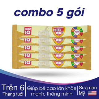 Combo 5 Gói (16g) Mama Sữa Non Colos Multi Grow IQ giúp trẻ cao lớn - khỏe mạnh - phát triển tối đa trí thông minh